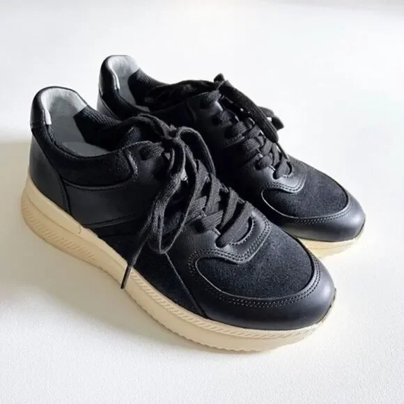 EVERLANE O By Everlane The Leather Trainer Sneaker Women Shoes Black Sz7 - Picture 4 of 12